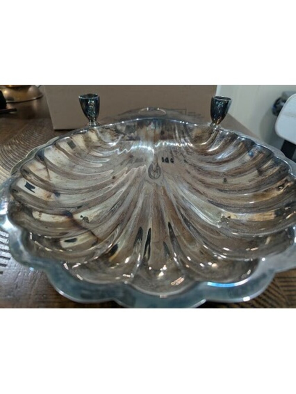 Vintage F. B. Rogers Silverplate Clam Shell Serving Dip Dish